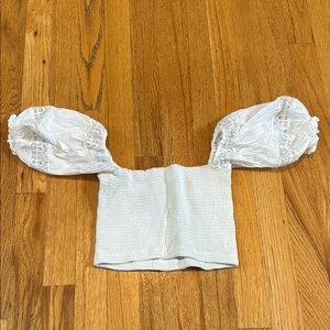 Peixoto White Off-Shoulder Top with Puff Sleeves Kids L